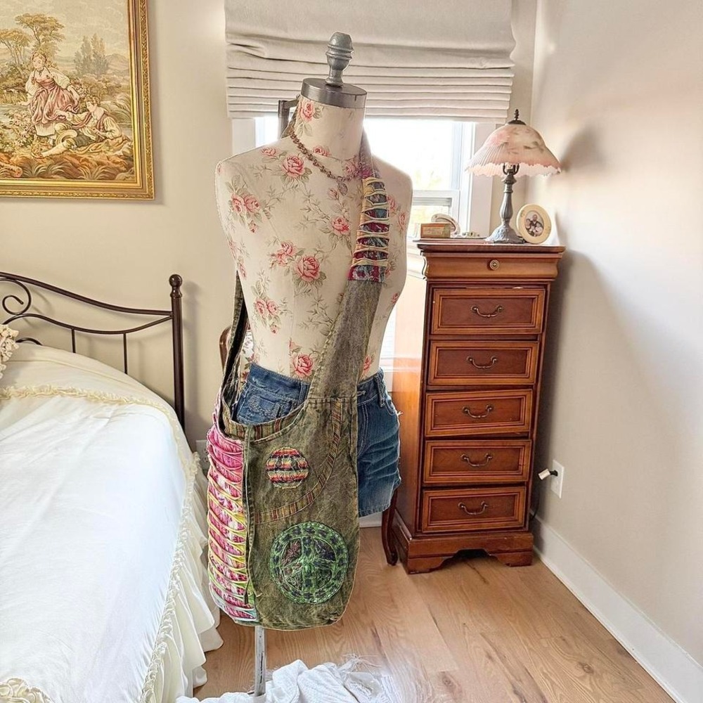 y2k patchwork crossbody bag y2k patchwork boho sl… - image 2